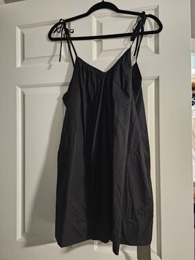 Black Tie-Shoulder Slip Dress